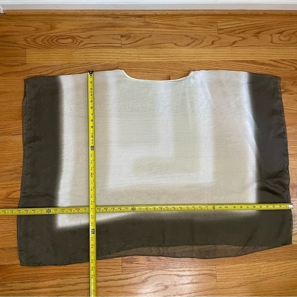 Sheer Ethereal Boho Geometric Ombré Poncho Tunic Top Minimalist Contemporary - Picture 9 of 12